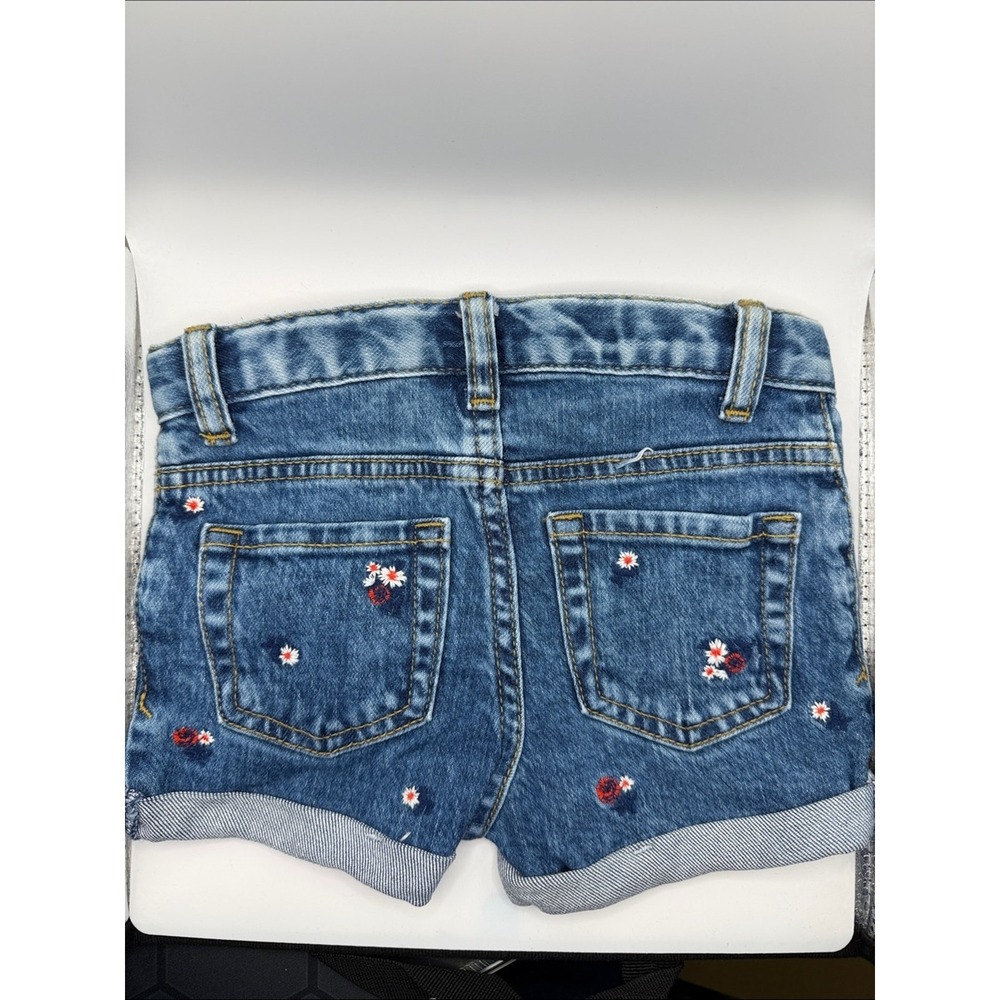 3T Cat & Jack Girls Blue Embroidered Denim Shorts - Picture 3 of 4